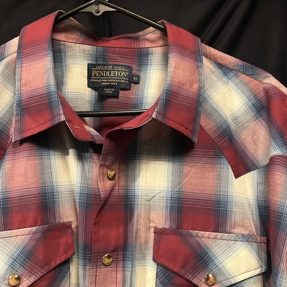 Pendleton Snap Button Plaid Western Button Down S… - image 1